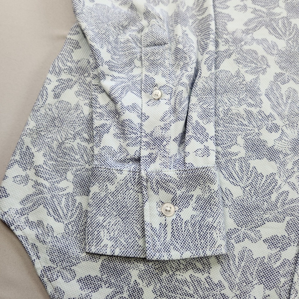 Tommy Bahama Shirt Mens Medium Gray Floral San Lucio Stretch Supima Island Zone - Picture 5 of 9